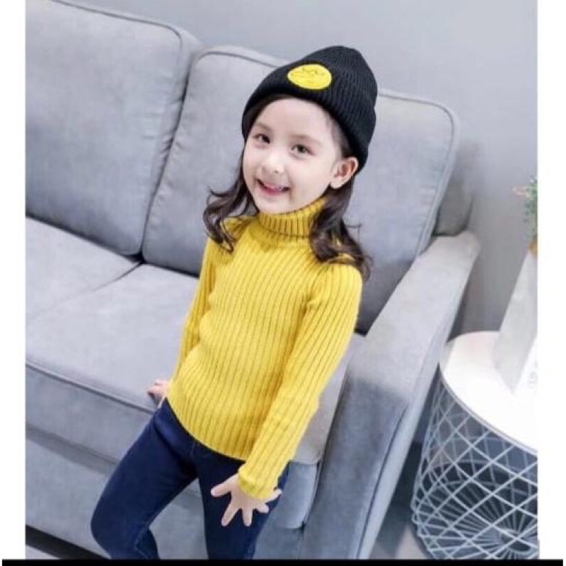 Sweater Rajut anak Turtle Neck  Kerah Tinggi Usia 1-6 Tahun