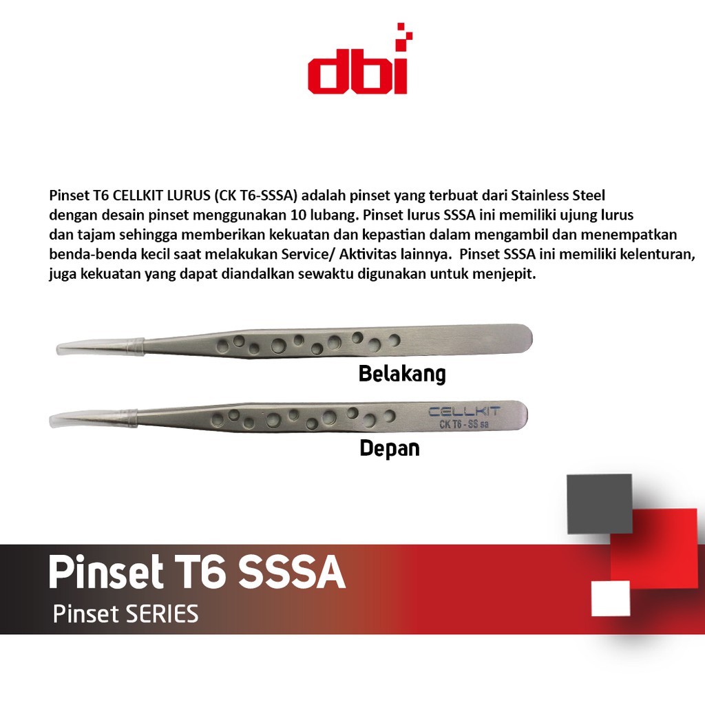 Pinset Lurus Stainless Steel CELLKIT T6 SSSA