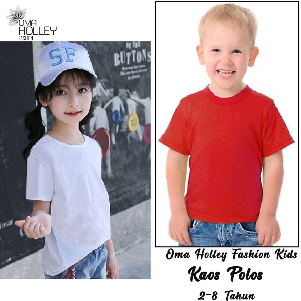 (COD) OH Fashion Kaos Polos Anak 2-8 Tahun Bahan Cotton #1029 / #1033