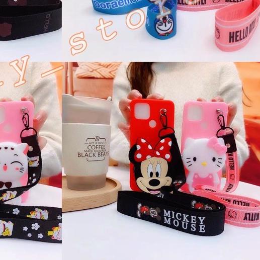 ♣ Realme 7/ 7i/ C17/ C11/ C12/ C15/ C1/ C2/ CASE KARAKTER DOMPET KOIN + TALI GANTUNGAN LEHER ✲