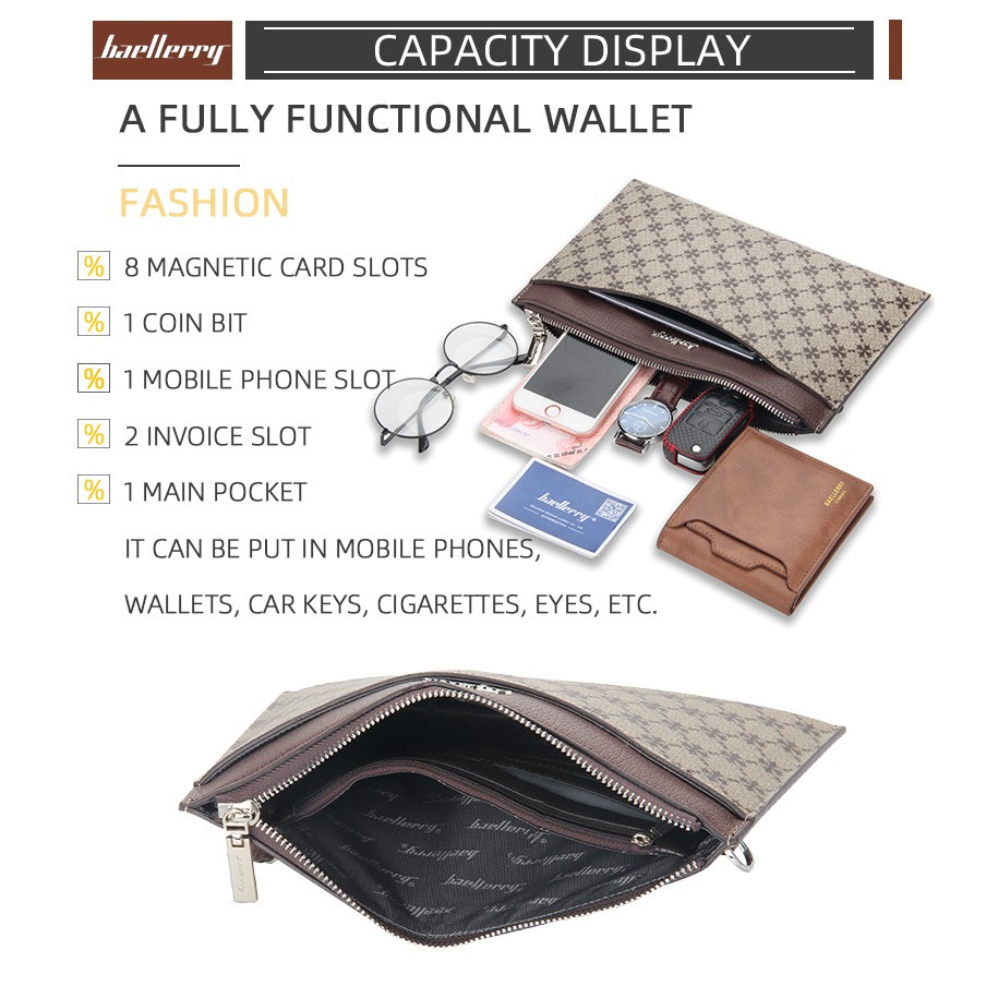 BAELLERRY S5581 Clutch Pria Wanita Bahan Kulit PU Leather Premium WATCHKITE WKOS