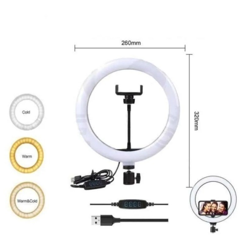 Ring Light 26Cm Led Soft Light 3 Warna Lampu Make Up Vlog Aksesoris Handphone Hp GALLERYONE gallery one