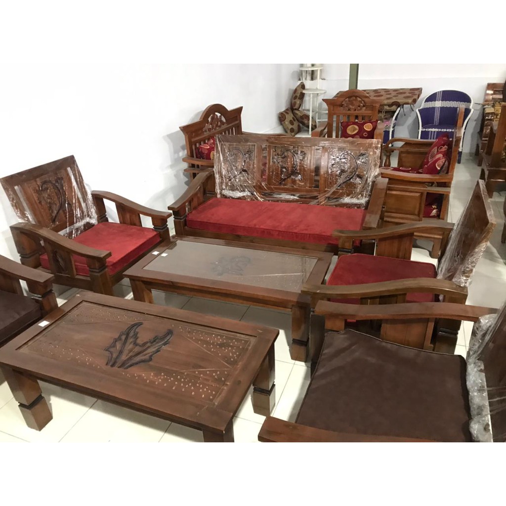 Kursi Tamu Sofa Tamu Jati Flamboyan Jepara Plus Jok 311