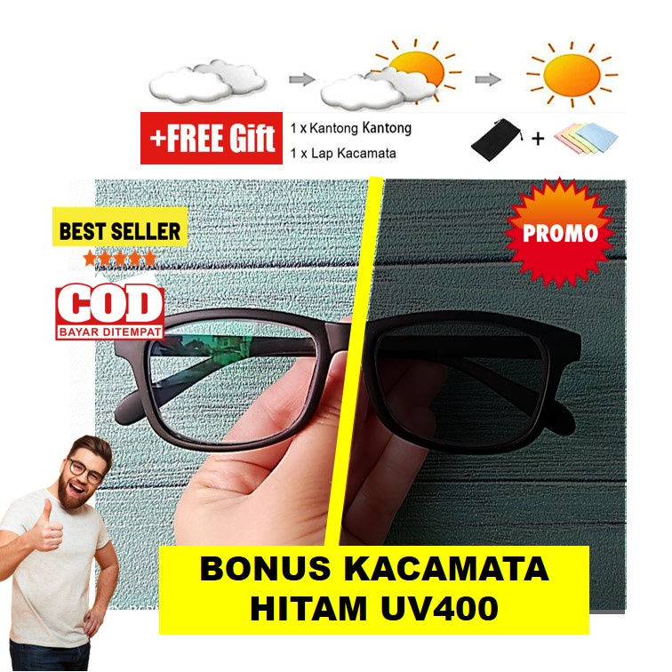 ORIGINAL Kacamata Minus Murah Fotocromik Gagang TR90 Kekinian Model Hitam Doff Adidora R3205