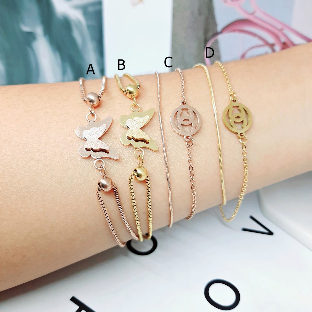 Gelang Titanium Layer Kupu Fashion  Rose Gold - BB615