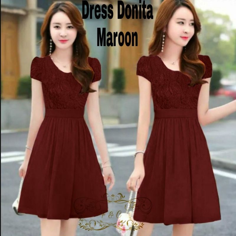 DRESS DONITA, BRUKAT MOSCREPE, DRESS MAXY, 3 UKURAN