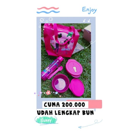 Tupperware ms sporty / wadah bekal pink murah