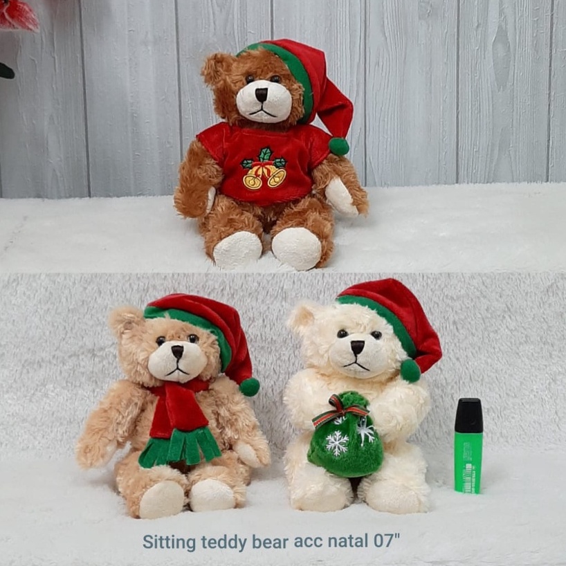 boneka teddy bear topi natal mery chrismas sovenir kantor mechaindise beruang