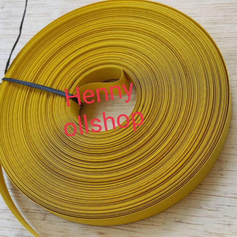 

Tali Plat Strapping Plastik Kuning 13Mm Pengikat lencek garpu tanah & pngikat Peti Barang, 5 Meter