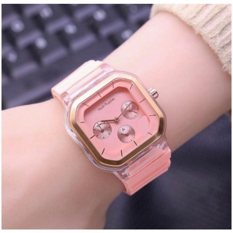 (Cod)Jam Tangan Wanita Hushpuppies Crono3 No Tanggal Strap Rubber/Karet(Dikirim Jakarta)