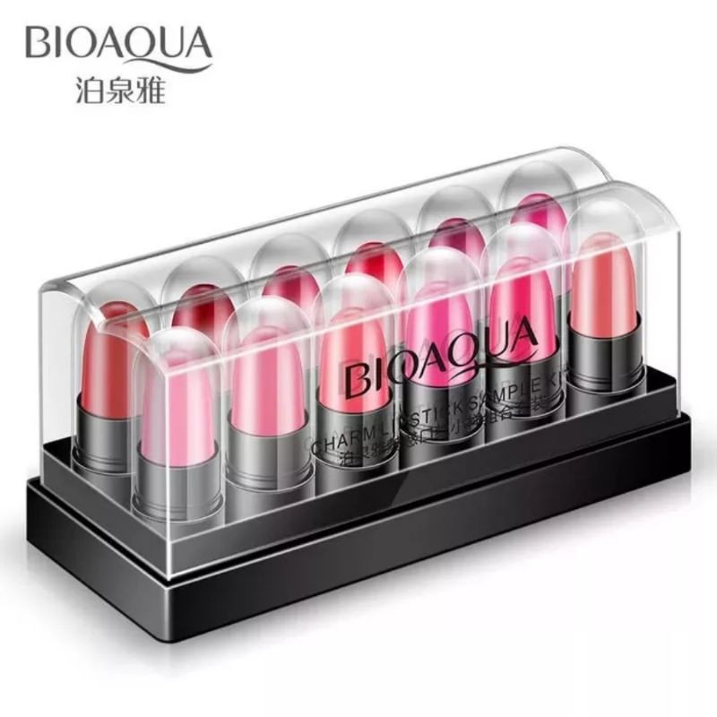 lipstik set mini 12pcs original impor perawatan kecantikan kosmetik bibir lipstik mini daya tarik ma