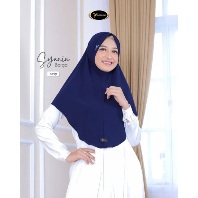 (BISA COD) JILBAB INSTAN POLOS / BERGO SYANIN YESSANA-Navy