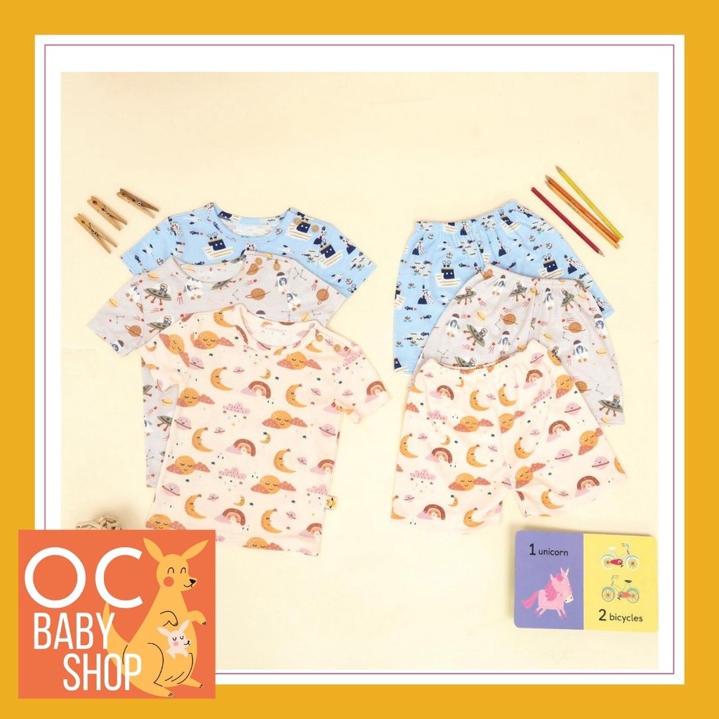 Baju Bayi 1 Set Setelan Pendek Kancing Pundak PatPat by Mooi