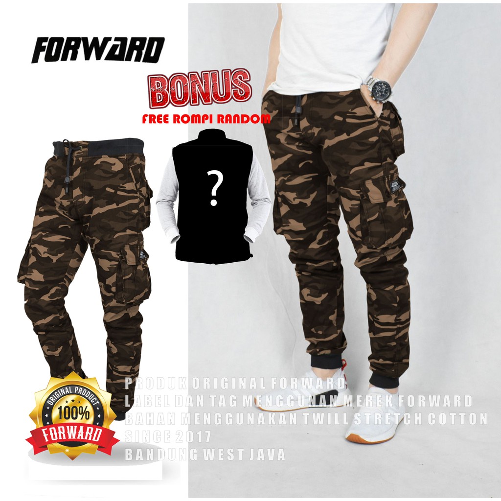 Celana Cargo Joger Jogger panjang camo army Free RANDOM