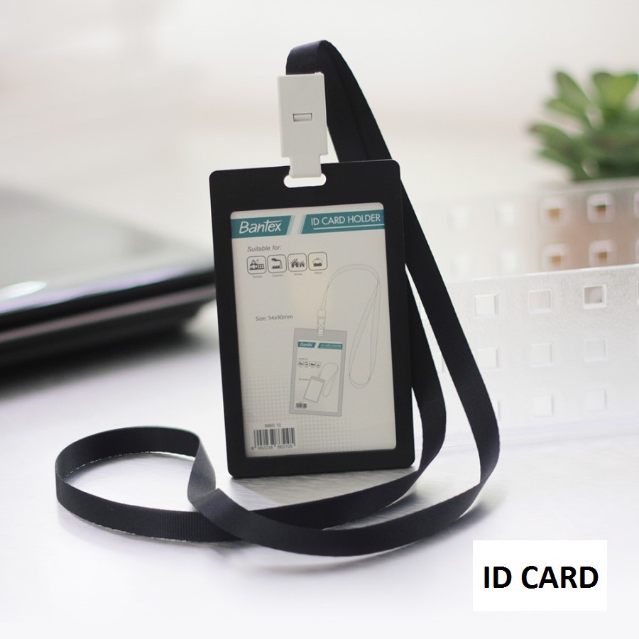 Bantex ID Card Holder Name Tag Tali Lanyard Portrait