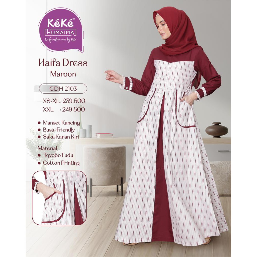 Gamis Dewasa Humaima Haifa Dress GDH 2103 | Gamis Dewasa Keke Humaima GDH 2103 - Haifa Dress