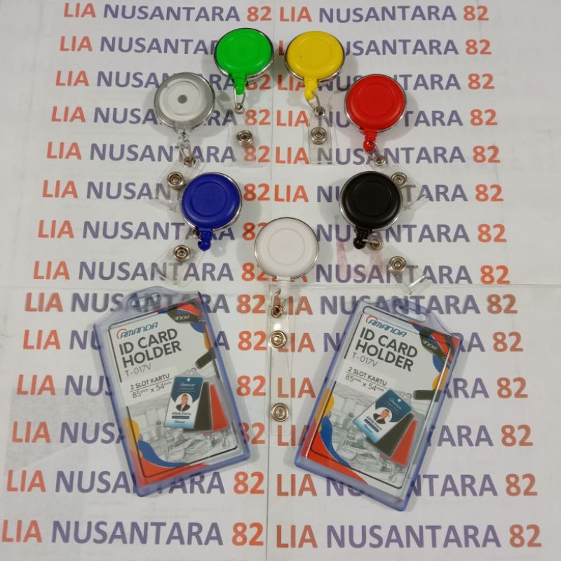 

casing id card karet 2 sisi dengan paket yoyo id list silver putar