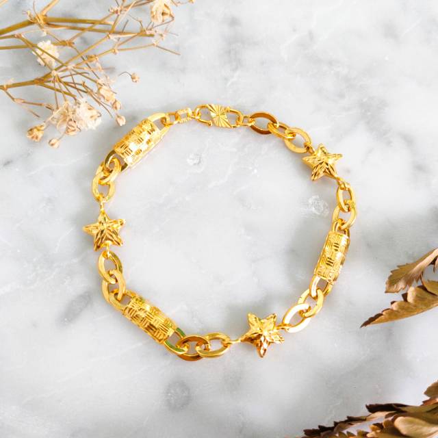 Gelang emas asli kadar 875 model fancy bunga
