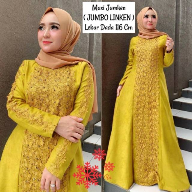 MAXY JUMKEN MUTIARA, MOSCREPE BRUKAT PREMIUM, GAMIS HIJAB MUSLIM, MAXY DRESS, (LINKEN JUMBO)