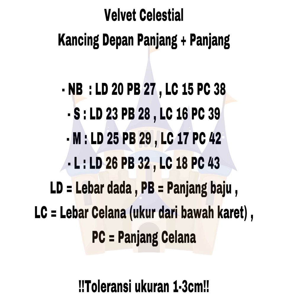 Castle - Velvet Junior Bamboo Cotton AirCool Setelan Baju Panjang Kancing Depan + Celana Panjang Size NB(0-3m) S(3-6m) M(6-9m) L(9-12m)