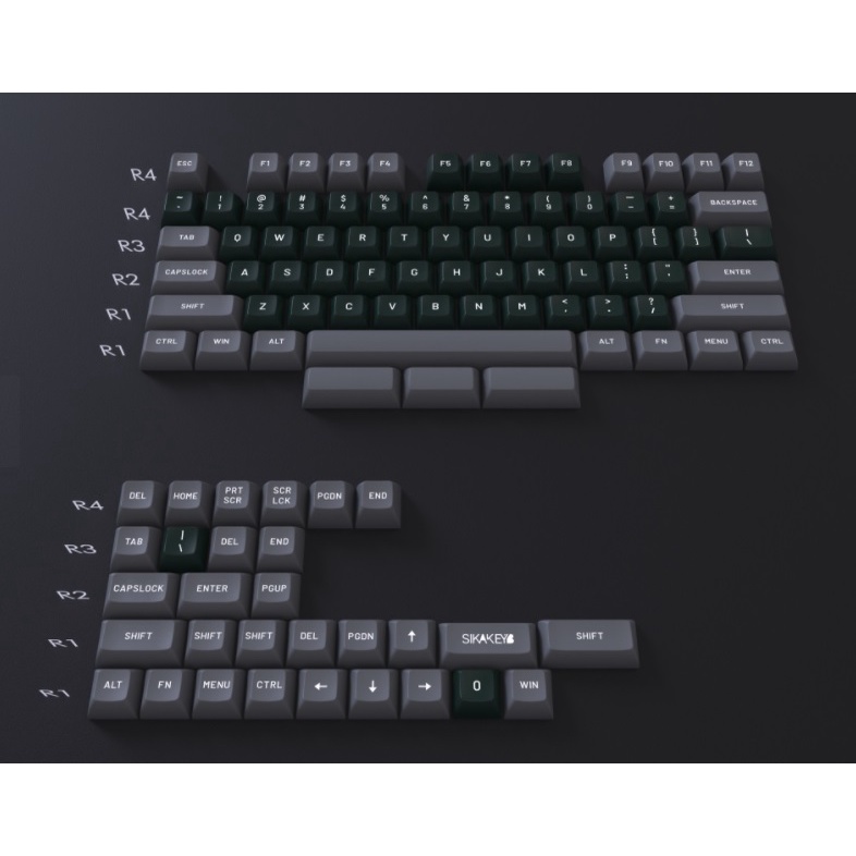 KEYCAPS SIKAKEYB GREEN GRAY - Cherry Profile Spherical PBT Double Shot