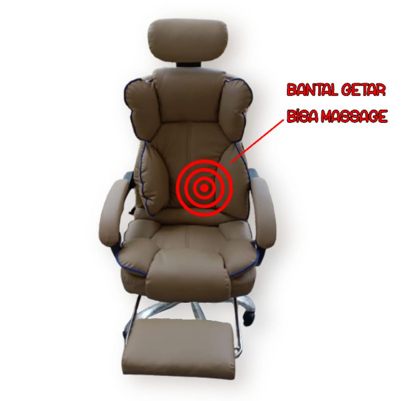KURSI DIREKTUR WARRINGTON BLACK AND BROWN KAKI BESI FOOTREST ADA MASSAGE