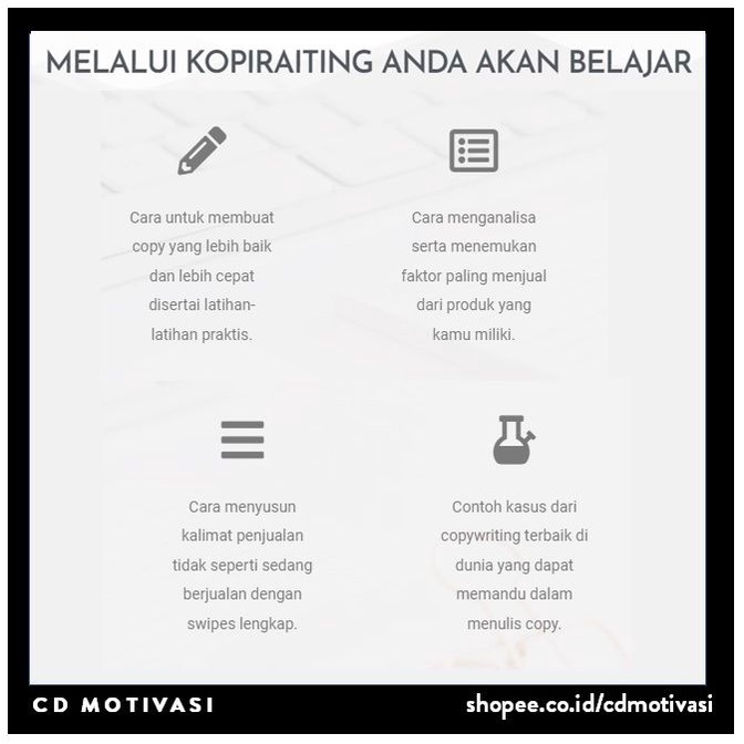 Kopiraiting Buku Copywriting Nomor 1 di Indonesia - Saripati Copywriting Dalam Satu Buku - Ilmu Paling Penting Dalam Pemasaran-4