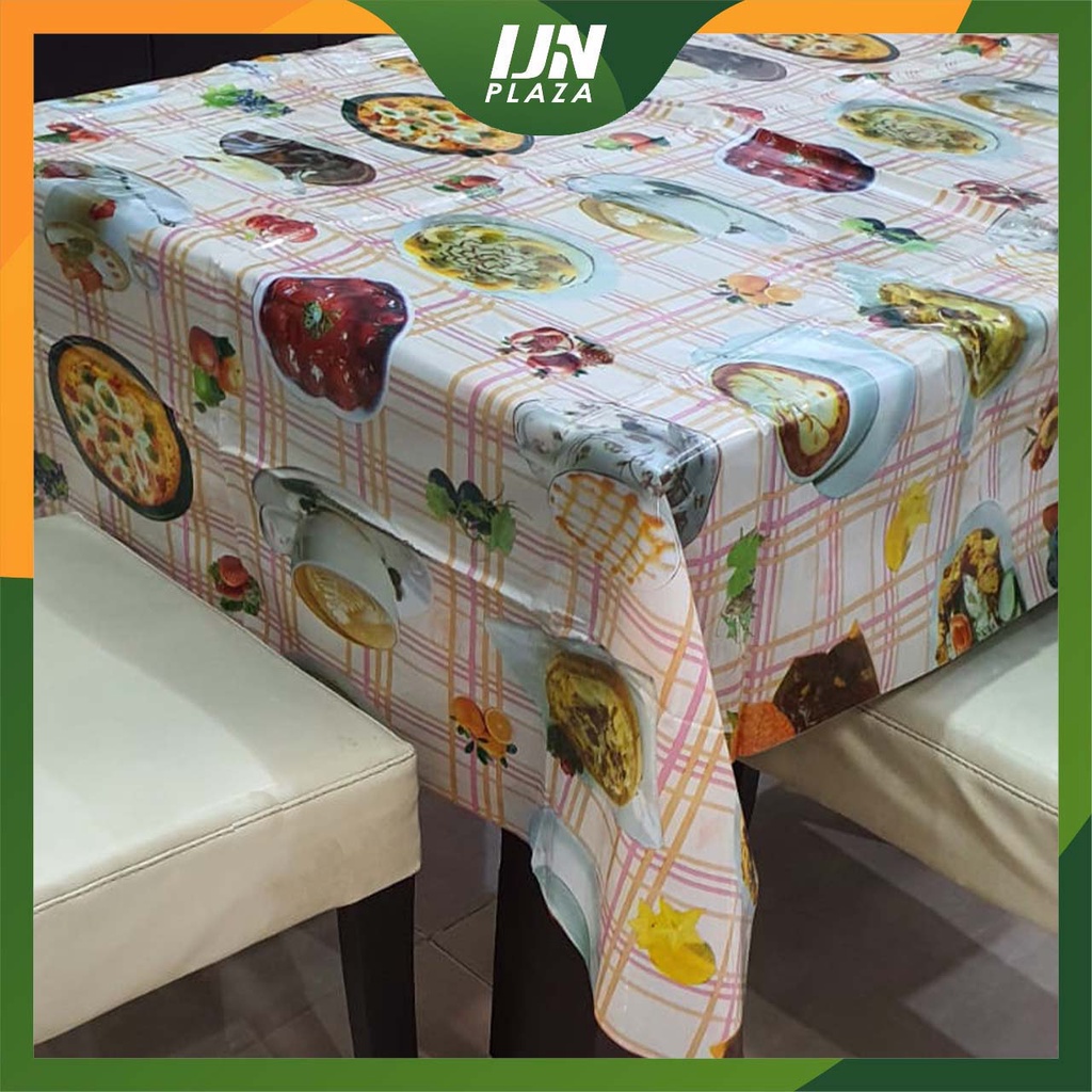 ❤ IJN ❤ Taplak Meja Bahan Mika Plastik Taplak Meja Makan Motif ukuran 137x180 Cm