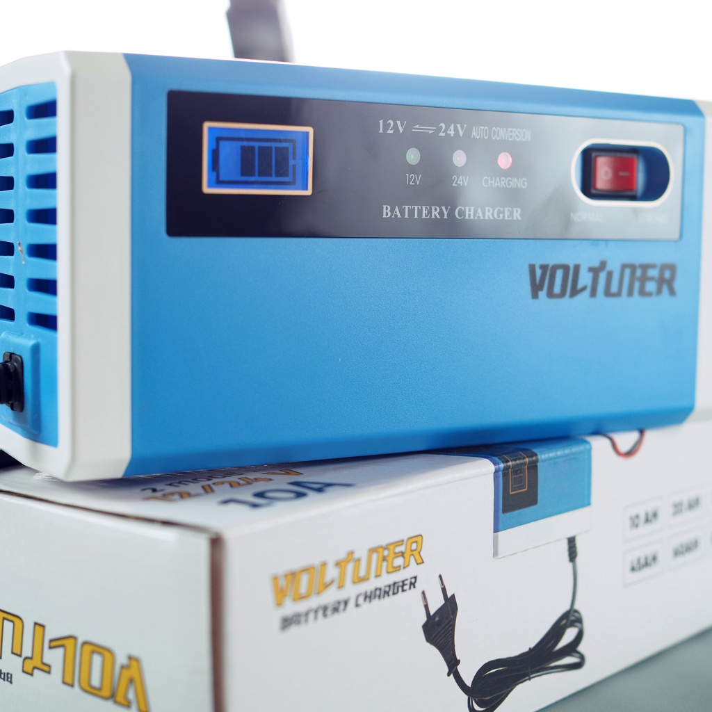 Voltuner Cas Aki Charger Aki 12 v dan 24 v 10 ampere PURE dan Original Brand