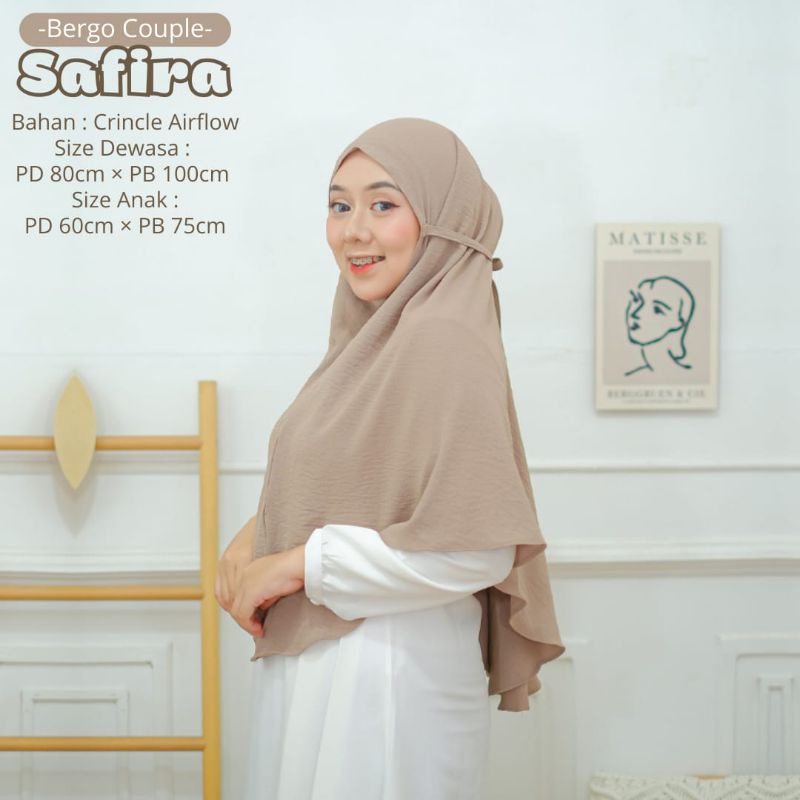 BeautyOne - Hijab Bergo Tali Safira Jumbo Jilbab Bergo Tali Ibu &amp; Anak Bahan Katun Crincle Airflow Nyaman Dipakai | Bisa Cod