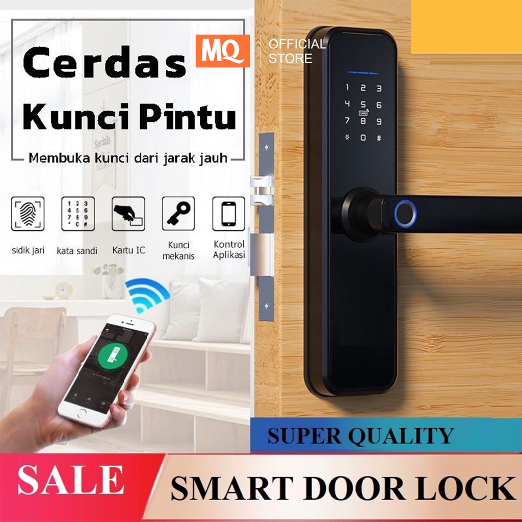 MQ Smart Door Lock Digital Handle Kunci Pintu handle Sidik Jari Fingerprint Password  Smart Home smart door lock tuya