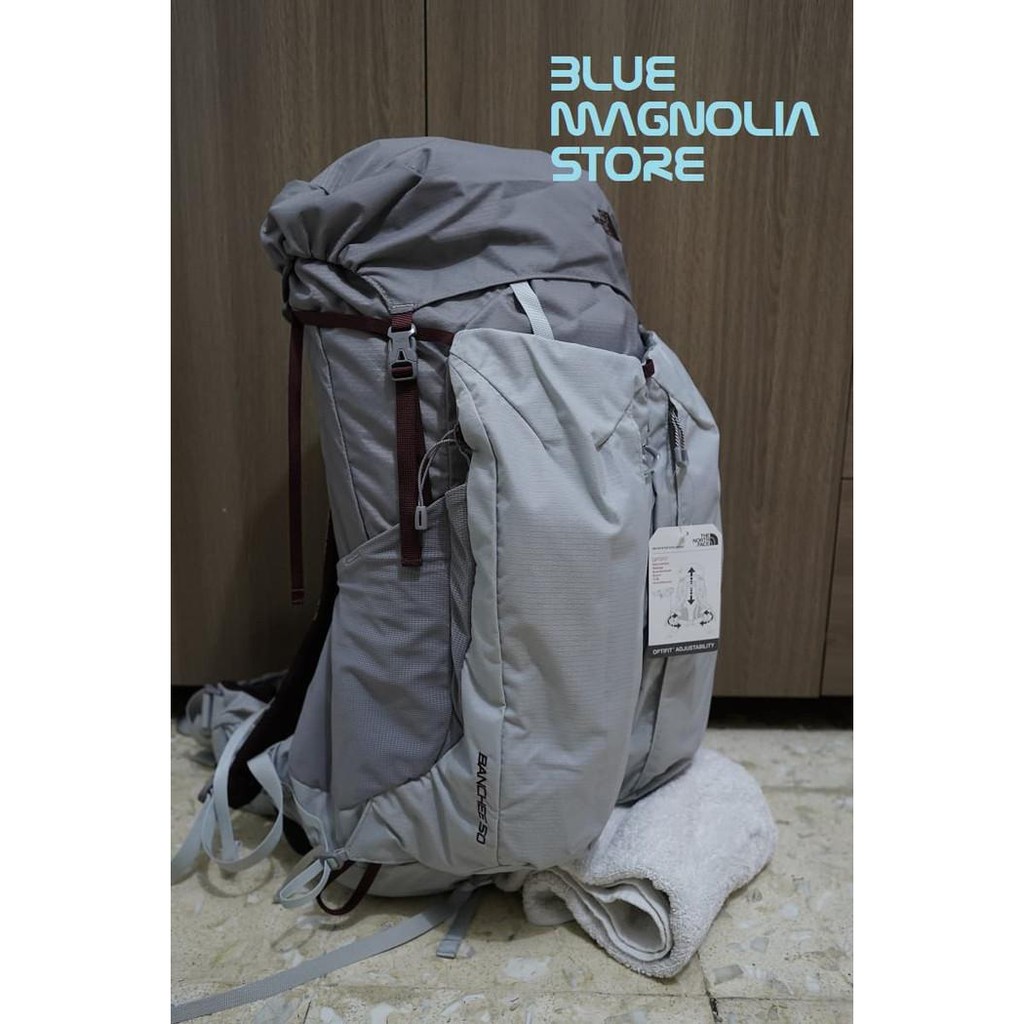 silver north face backpack