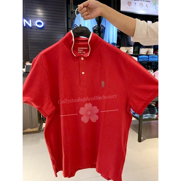 Giordano Polo Shirt Man Lion Tapered Fit Signature Red New Size XXL Giordano Original