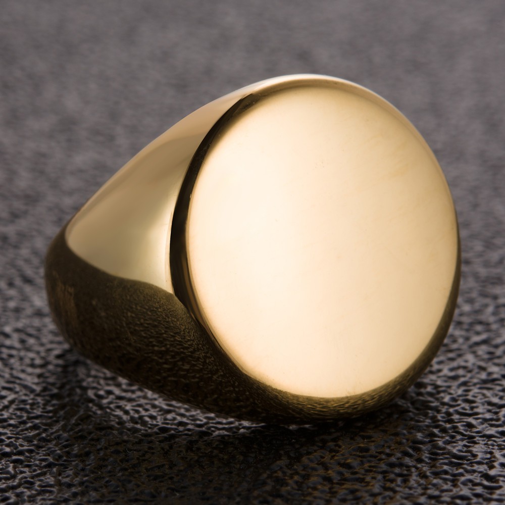 Cincin Pria Titanium Gold dan Silver Surface Bulat JCP-008