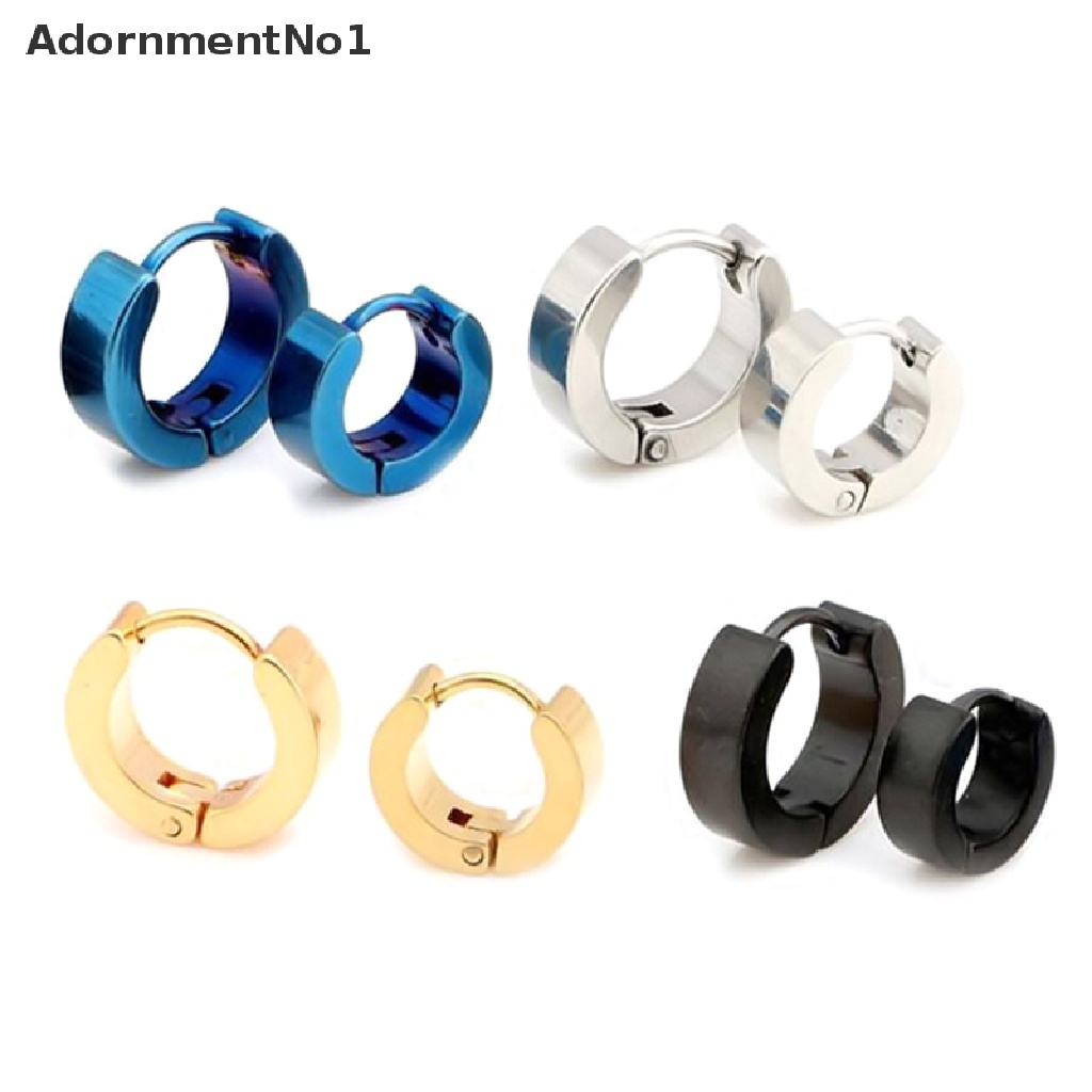 (AdornmentNo1) 1 Pasang Anting Bulat Bahan Stainless Steel Gaya PUNK Untuk Pria / Wanita