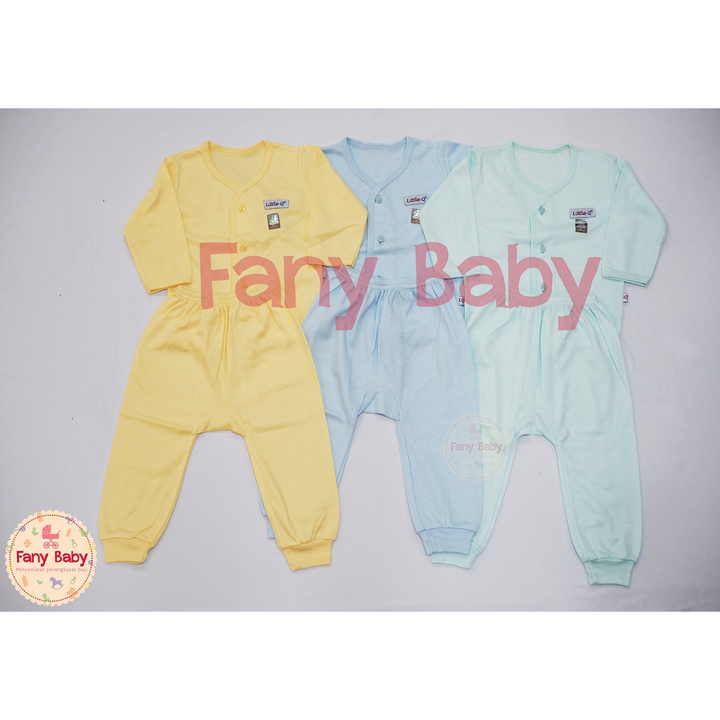 LITTLE QUEEN SETELAN PANJANG KANCING DEPAN RIB POLOS - NEW