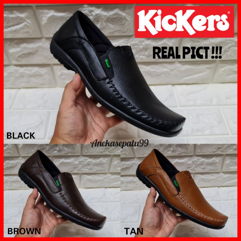 SEPATU KERJA KANTOR PRIA KICKERS ASLI KULIT / SEPATU PANTOFEL SLIP ON FORMAL COWOK / SEPATU MOCCASIN FORMAL / SEPATU WEDDING RESMI BISNIS