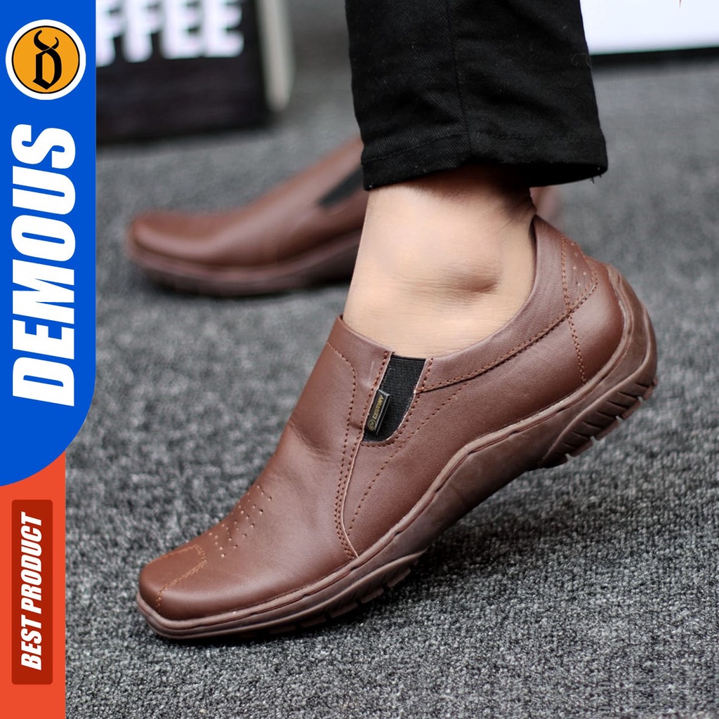 DEMOUS Badil - Sepatu Slip On Casual Slop Kerja Pria Kulit Asli