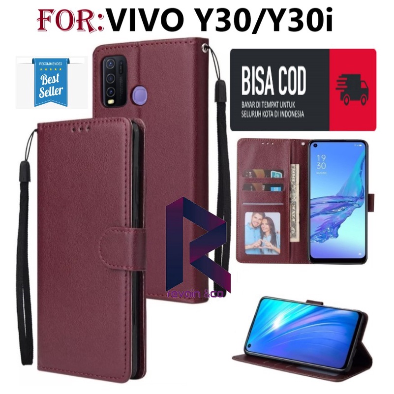 FLIP COVER VIVO Y30/Y30i CASING DOMPET FLIP WALLET LEATHER KULIT PREMIUM SARUNG BUKA TUTUP FLIP CASE VIVO Y30 Y30i