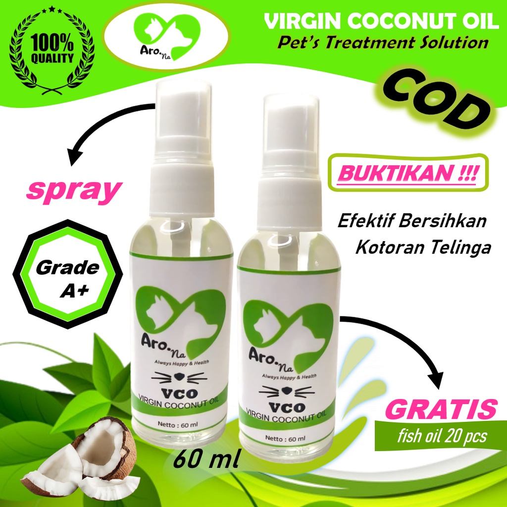 ARONA SPRAY 60ML VIRGIN COCONUT OIL / MINYAK VCO UNTUK KESEHATAN HEWAN KUCING ANJING  OBAT JAMUR KUC