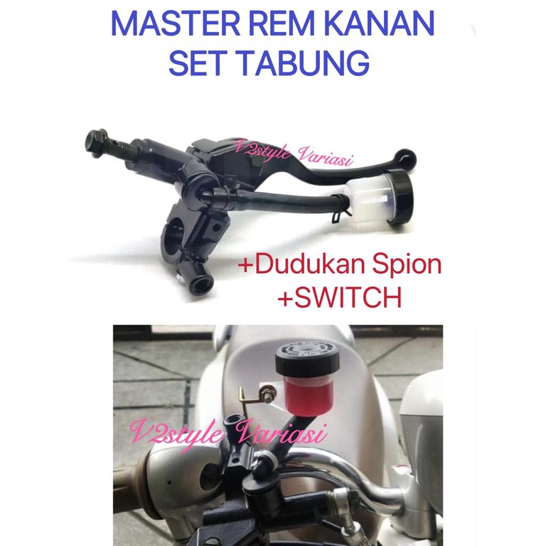 MASTER REM KANAN NONAME TABUNG MINYAK HANDLE KANAN  THAILAND no name BREKET DUDUKAN SPION PNP 14mm LEXI AEROX FINO XEON VIXION MIO XRIDE NOUVO JUPITER SOUL FREEGO NMAX BYSON SCOOPY BEAT PCX ADV SUPRA VARIO CB FERZA MEGAPRO REVO BLADE SPACY GL TIG