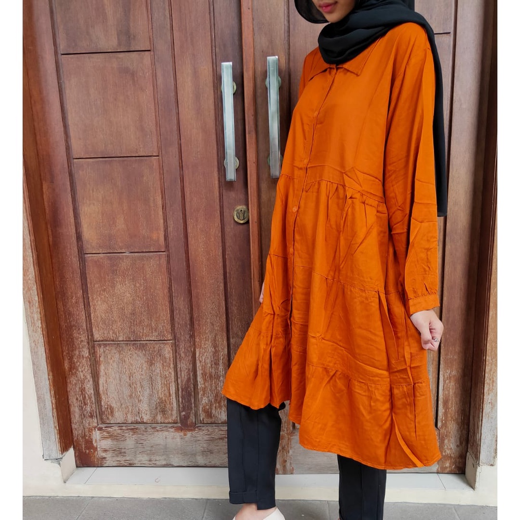 Tunik Wanita Rayon Twill Premium Terbaru Jumbo Ld 120  Kancing Aktif Busui Model Umpak