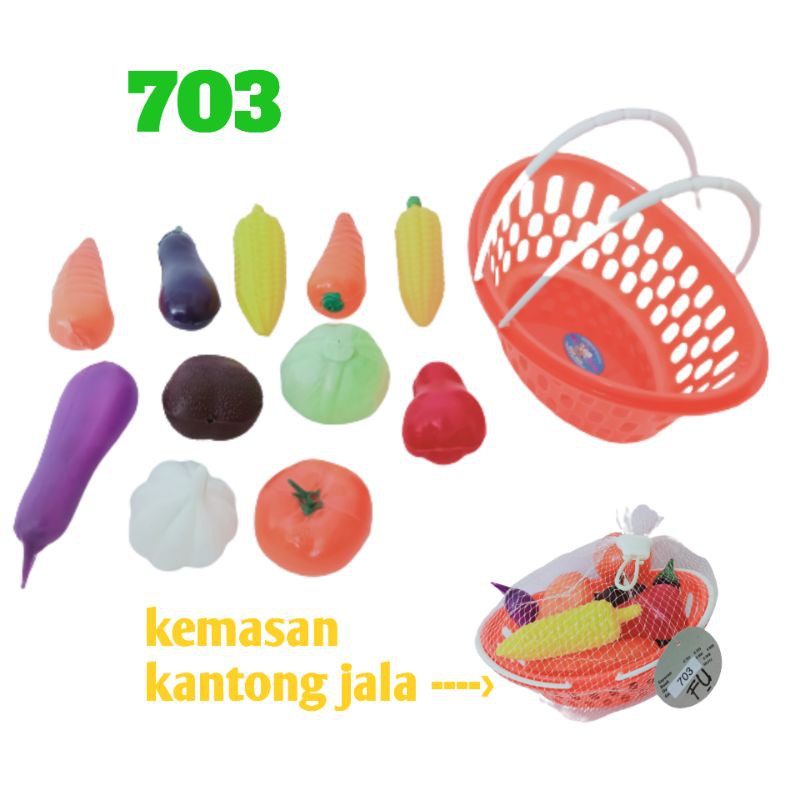 MAINAN BUAH BUAHAN 11 PC KERANJANG JALA 703