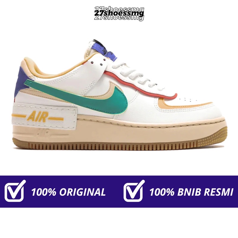 Nike Air Force 1 Shadow Multi Color White Green Neptune 100% Original Resmi Nike