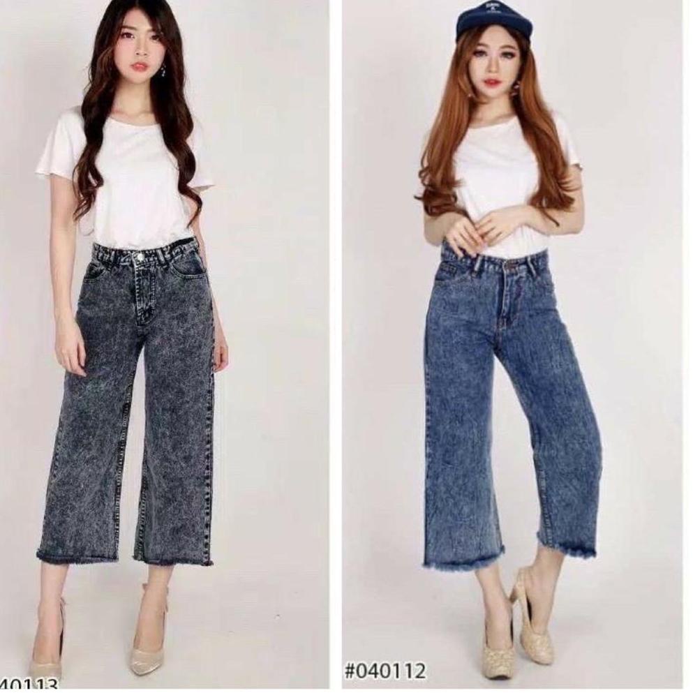 "TL.01Jl22o" CELANA KULOT JEANS RAWIS HIGHWAIST KULOT JEANS SNOW BLACK