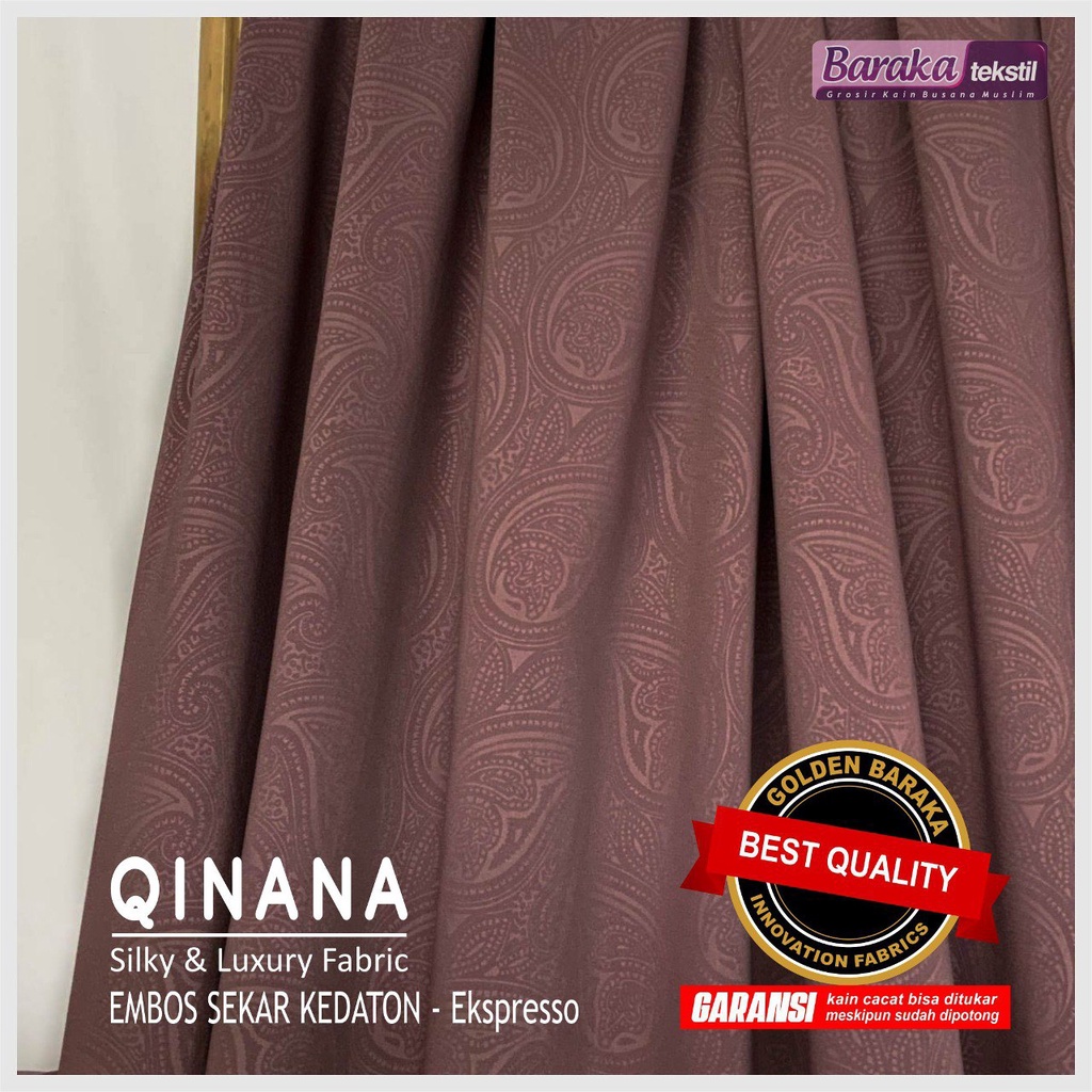 Kain Qinana Motif Embos Emboss Embos Sekar Kedaton Bahan Baju Gamis Abaya 0.5 Meter Meteran Baraka T