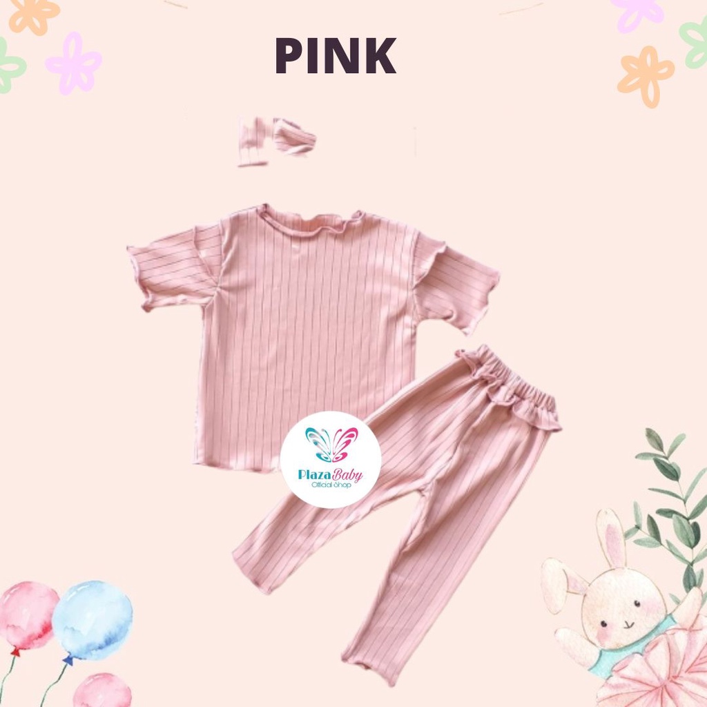 Plazababyku BBB KYOMI setelan anak perempuan jumper bayi motif bunga lucu free headband