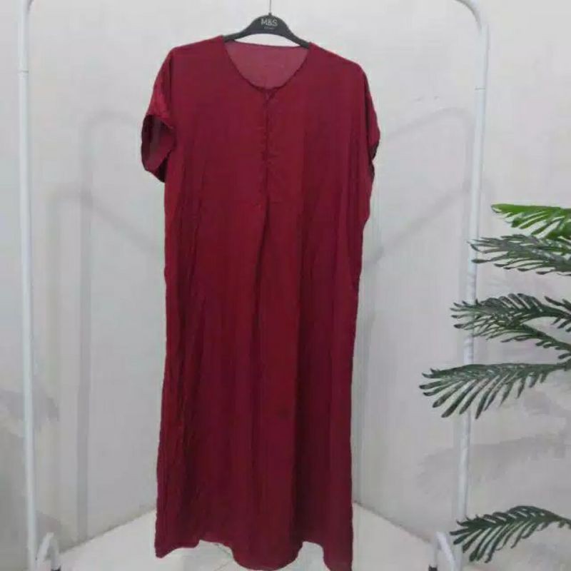 BUSUI FRIENDLY DASTER POLOS BUSUI PANJANG SEMATA KAKI RAYON DASTER LONG KEKINIAN-Maroon