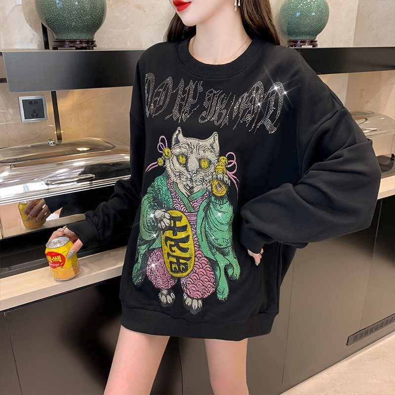 SWEATER IMPORT PRIA WANITA ASIA KOREA JEPANG ORIGINAL WINGS CAT KUCING GLAMOUR JY13