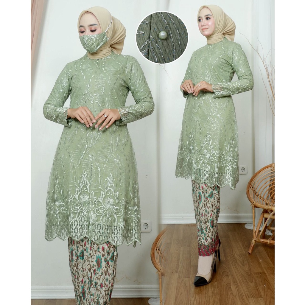 Permata Olshop / Kebaya Tunik Busui Ningrum AD / Tunik Brokat Modern / Kebaya Pesta / Kebaya Busui